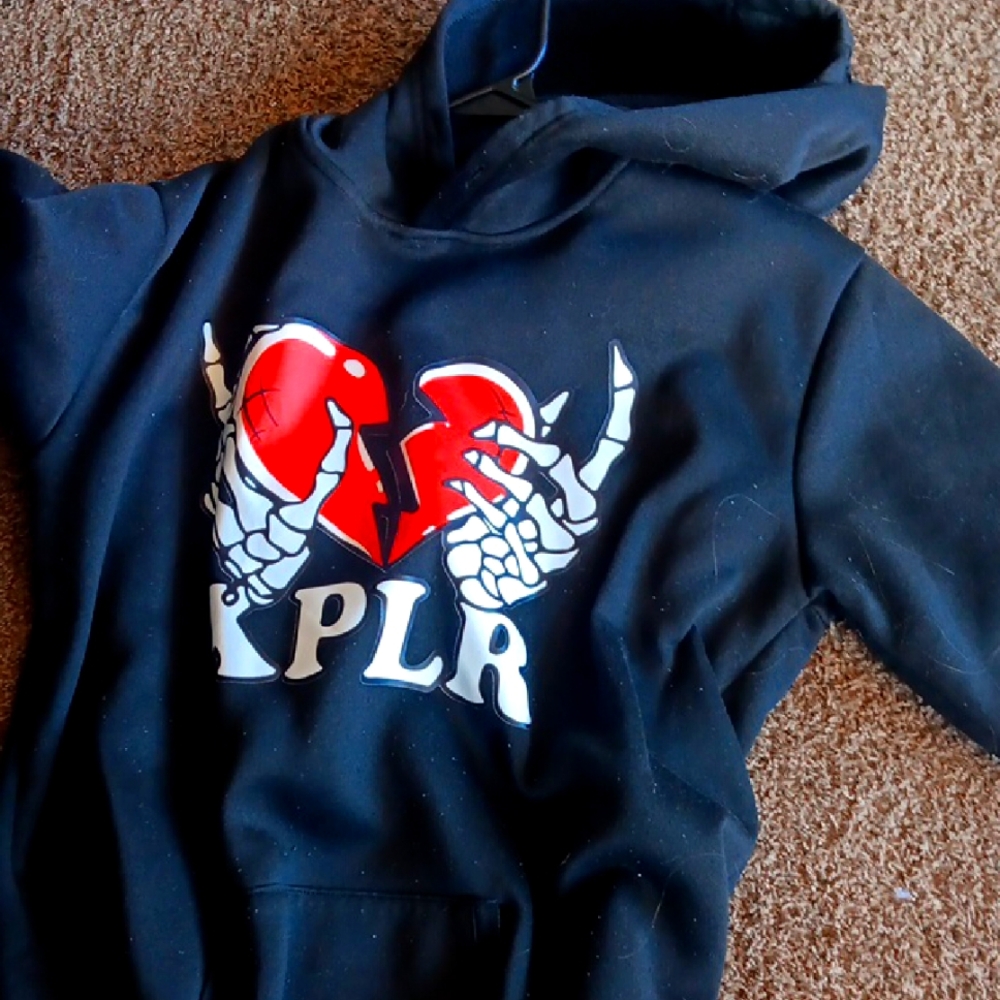 Black Hoodie with Skeleton Heart Design XPLR Sam And Colby Merch